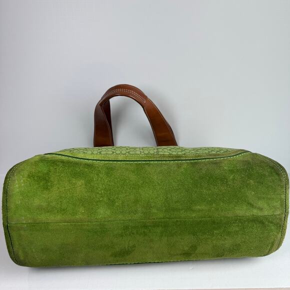 RARE Coach Soho Signature Green Jacquard Tote Satchel Suede Trim F10928 - Picture 11 of 12